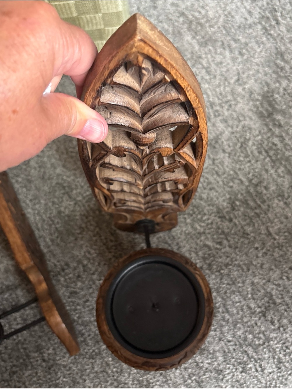Hand-Carved Brown Wood Wall Sconces - Decorative Home Wall Decor, Pier 1 - Picture 6 of 6